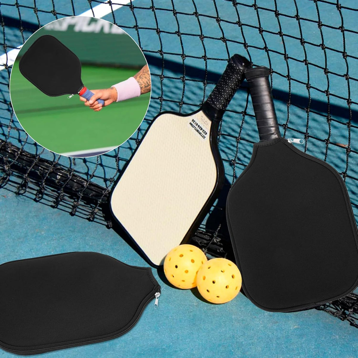 2 Pcs Pickleball Paddle Covers, Universal Case Size Racket Sleeve Paddle Storage Bag Compatible with Most USAPA Standard and Elongated Pickball Paddles