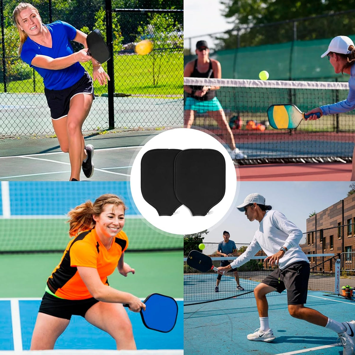 2 Pcs Pickleball Paddle Covers, Universal Case Size Racket Sleeve Paddle Storage Bag Compatible with Most USAPA Standard and Elongated Pickball Paddles