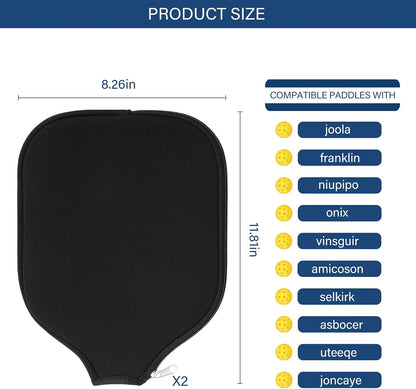 2 Pcs Pickleball Paddle Covers, Universal Case Size Racket Sleeve Paddle Storage Bag Compatible with Most USAPA Standard and Elongated Pickball Paddles