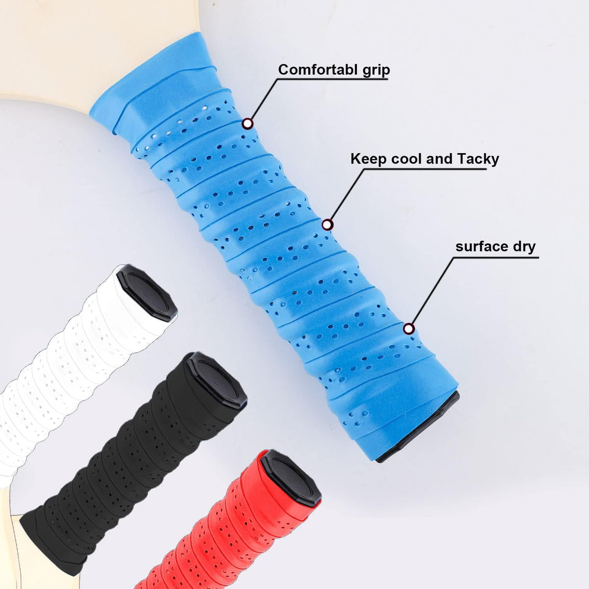 4Pcs Pickleball Paddle Grip Tape, Pickleball Racket Tape Tennis Racket Grip Tape Moisture Wicking Comfortable Replacement Grip Tape Handle Wrap for Pickle Ball Paddle Badminton